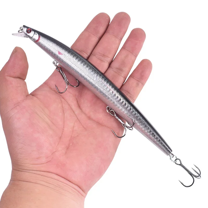 Señuelo de pesca de pececillo grande, 18cm, 24g, Wobbler de plástico láser, Crankbait, cebo Artificial con anzuelo, señuelos de 10 colores, aparejos de pesca, 1 ud.