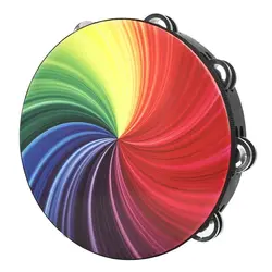 Tambor infantil de mano doble fila de cascabeles colorido para niños