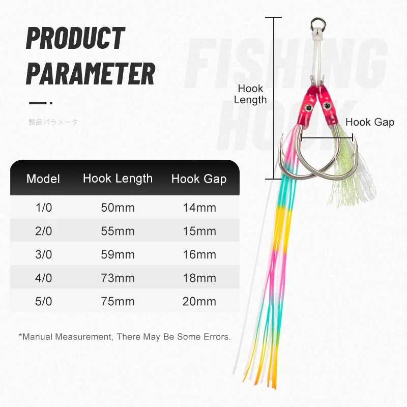 OBSESSION HK036 5 par/lote anzuelo de ayuda de Jigging lento de Metal para agua salada 1/0 2/0 3/0 4/0 5/0 anzuelo de pesca doble para barco de mar de alto carbono - imagen 2
