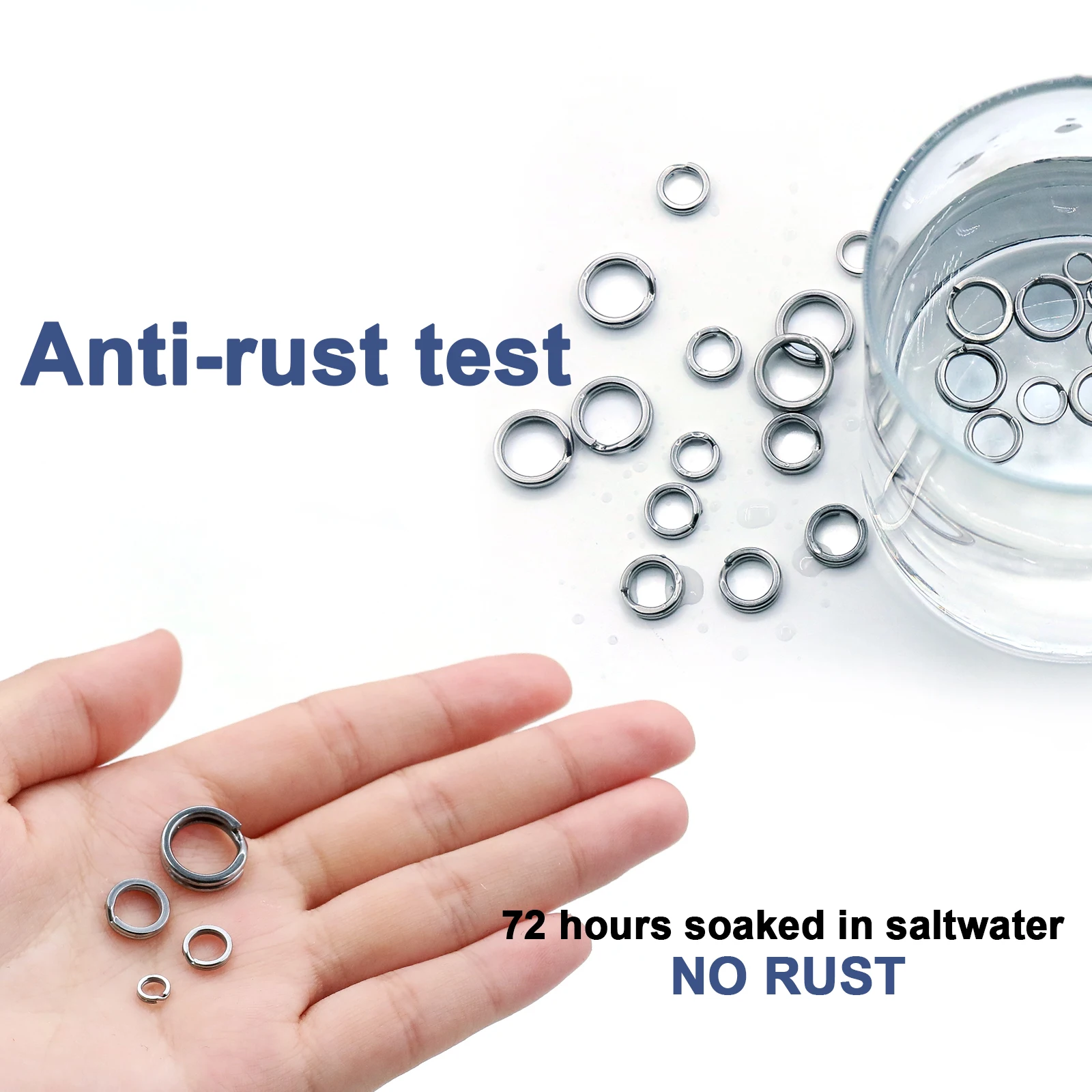9KM 30 Uds anillos divididos pesca anillos de señuelo de acero inoxidable conectores de aparejos terminales de agua salada - imagen 4