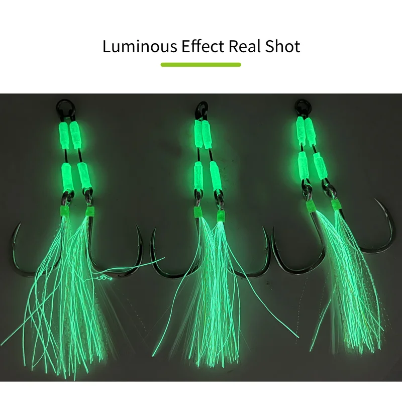 ZYZHE 1 Pieza, Anzuelo de Pesca Jigging Alta Resistencia Bkk8062, Acero con Línea, Tubo Luminoso, Pluma, para en Barco - imagen 5