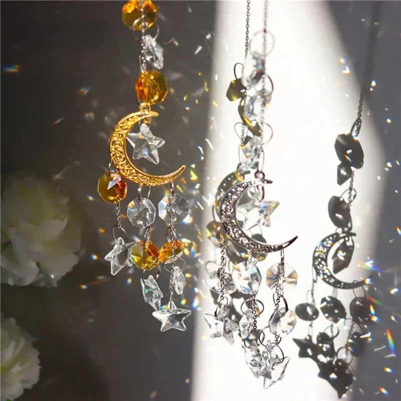 Atrapasueños cristal arcoíris – Campana viento artesanal para jardín - imagen 5