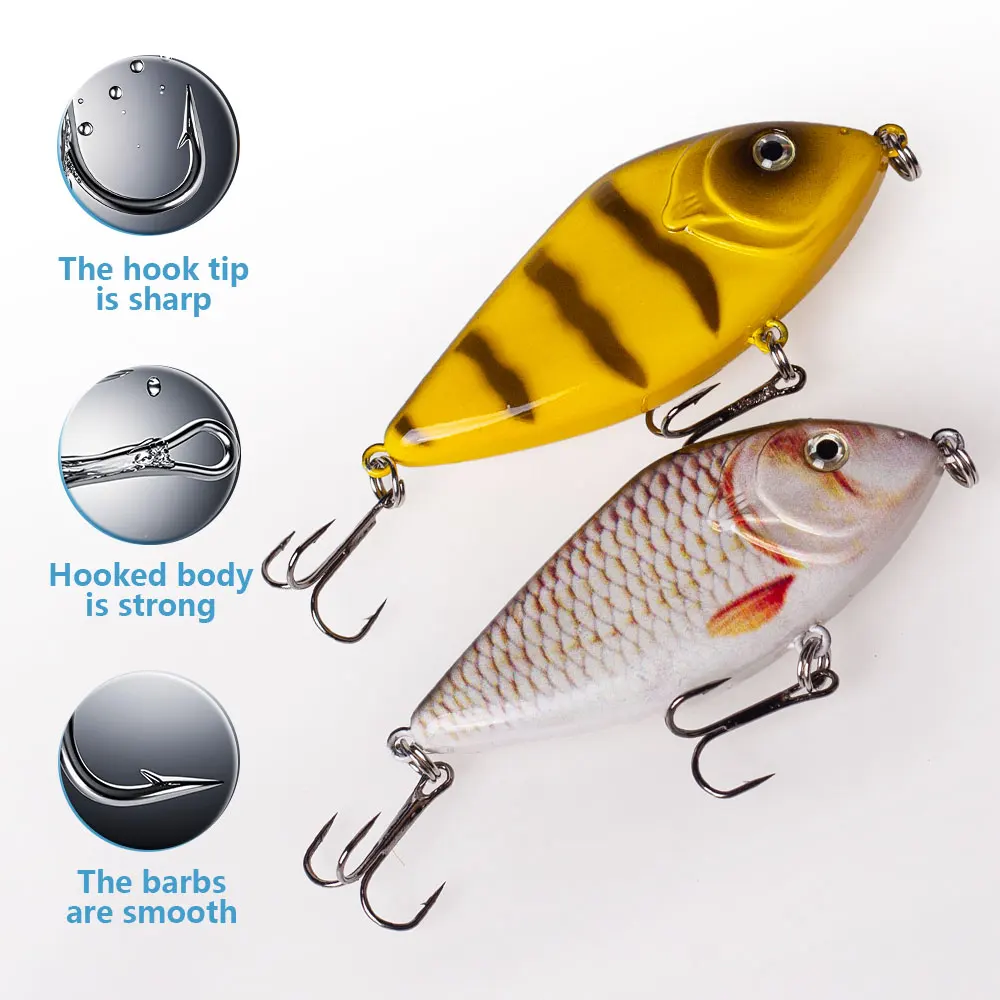 Hanlin-señuelo de pesca de hundimiento lento, cebo Artificial duro, aparejo de lubina, Jerkbait, Wobblers, sonajero, 70mm/14,5g - imagen 3