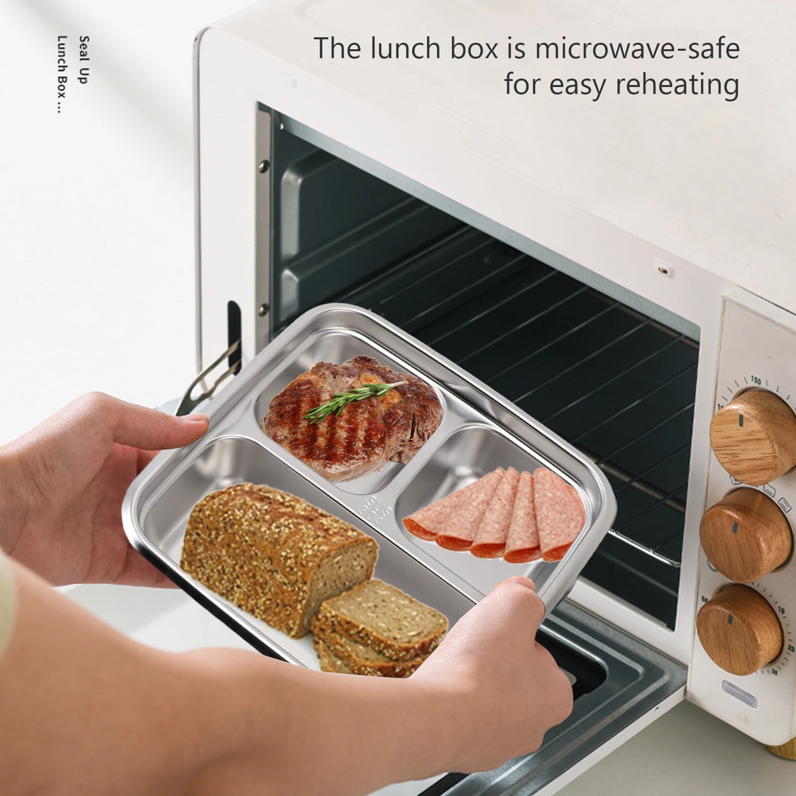 Contenedor de preparación de comida portátil, contenedor de comida de acero inoxidable para pícnic al aire libre, fiambrera de 1200m de capacidad con compartimentos divididos - imagen 5