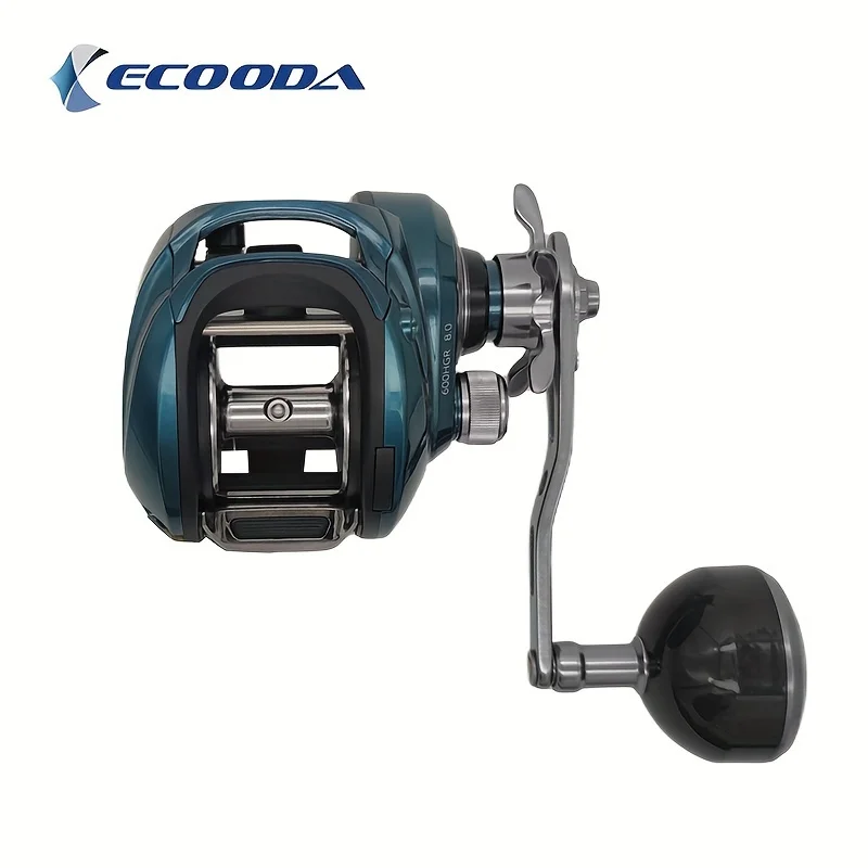 ECOODA-carrete de pesca modelo CYAN BLUE Series ECB600 5,9: 1 ECB600HG 8,0: 1, para agua salada, Jigging, 12kg, fuerza de freno, Baitcasting - imagen 4