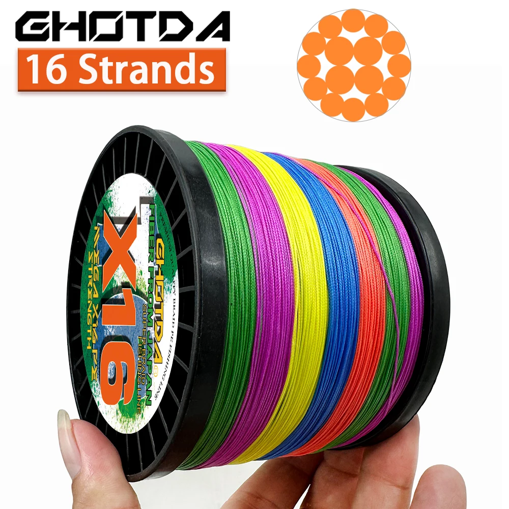 Señuelo de pesca de plantilla de mar X16 PE, sedal de 16 hebras, cables trenzados, 300m, 25LB-200LB, alta resistencia, antimordedura y resistente al desgaste