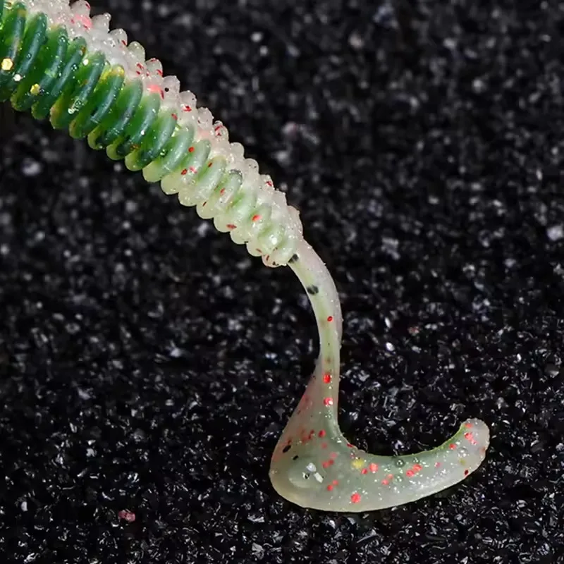 WEIHE5pcs 10cm 5g 5 colores cola enrollada señuelo suave TPE señuelo de pesca suave para agua dulce y agua salada - imagen 3