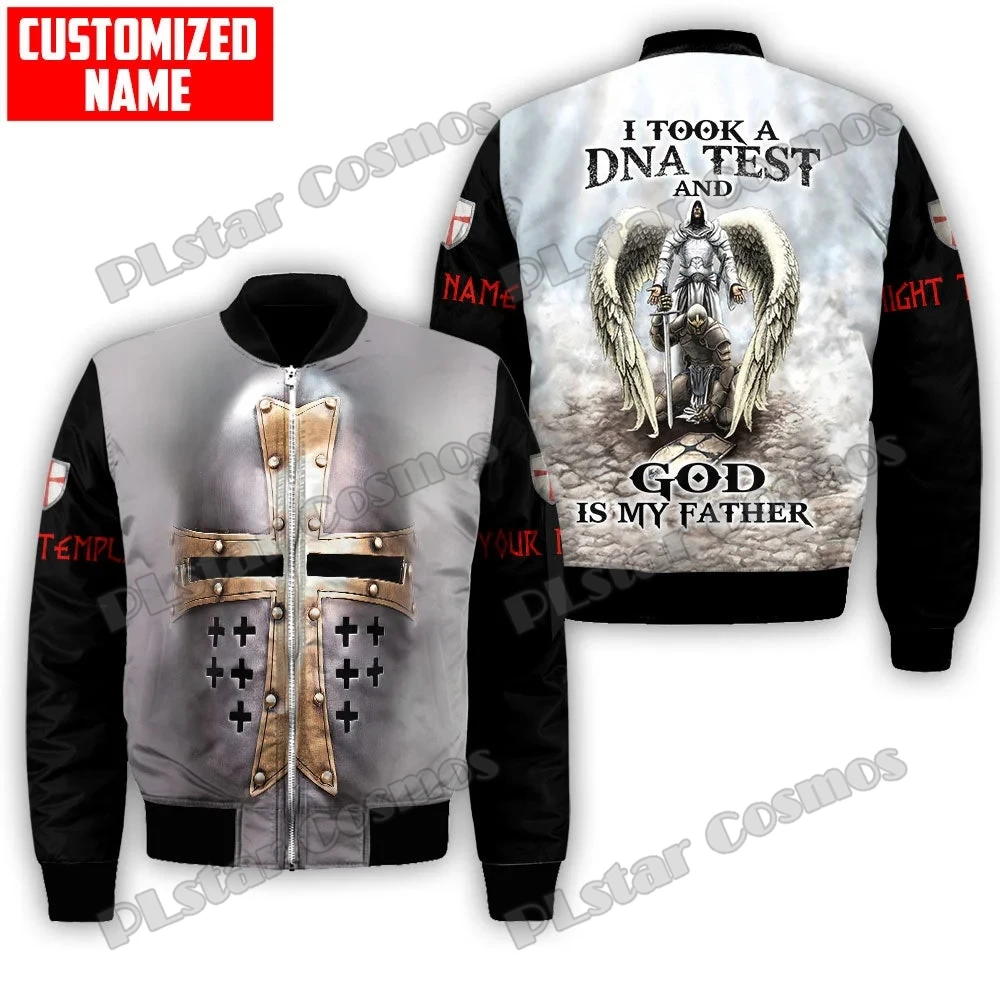 Chaqueta Bomber de invierno para hombre, abrigo con cremallera y bolsillo grueso con estampado 3D de Caballero Templario León, chaqueta cálida informal Unisex con cremallera, FX-14 - imagen 5