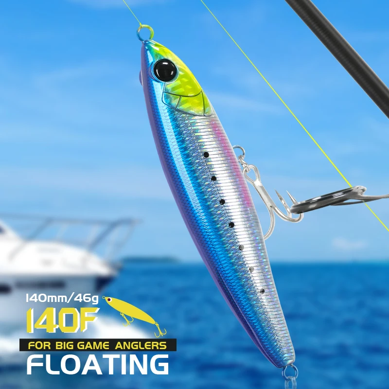 Lápiz flotante Tsurinoya Fanatic140F – GT y atún en superficie - imagen 5