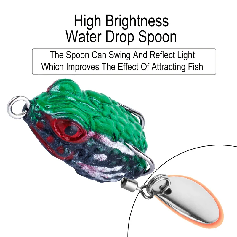 1 Uds Mini cebo suave de rana anzuelo de doble oculto señuelo de Pesca biónico lentejuelas cebo de rana Artificial realista trueno señuelo de rana cebo de Pesca - imagen 2