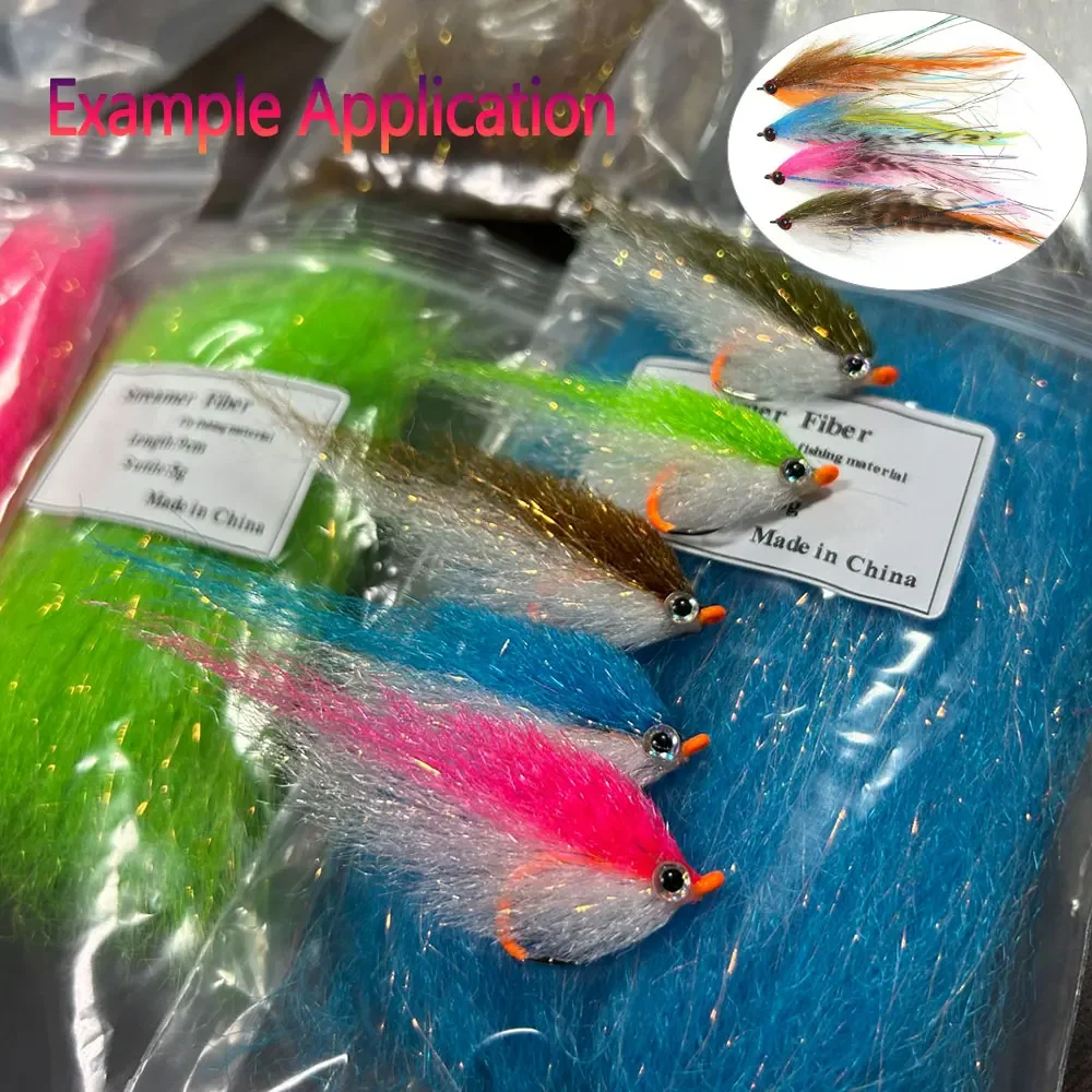 Bimoo, 2 paquetes, 9cm/3,54 pulgadas de largo, mezcla de Flash de fibra, serpentina de agua salada, cebo para peces, pececillos, trucha, Material para atar moscas - imagen 5