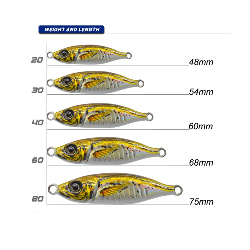 Señuelo de Metal con sonidos de sonajero, plantilla con estampado 3D de agua salada, lubina, Jigging, hundimiento lento, atún fundido, pesca en mar en alta mar, 100g/120g/150g - imagen 5