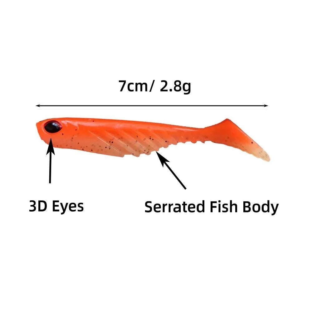 SWOLFY 8 unids/lote señuelo suave 7 cm/2,8g luminoso ripper shad señuelo de pesca cebo de silicona cebo suave para pesca de carpa cebo para Lucio - imagen 4