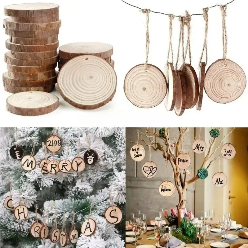 10 Uds. De madera redonda Natural en rodajas, decoración del hogar, decoraciones para fiesta de boda, adornos navideños, tapete aislante para taza de té, manualidades DIY - imagen 2