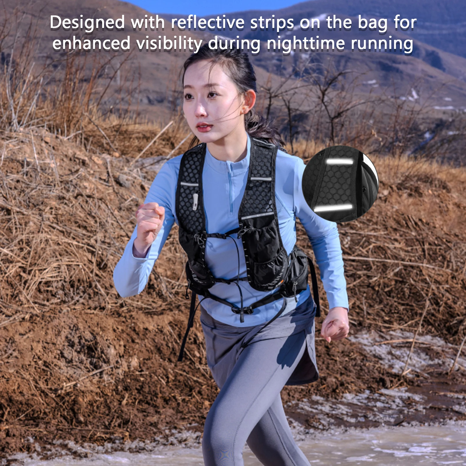 Mochila hidratación transpirable para pesca con bolsillos reflectantes - imagen 4