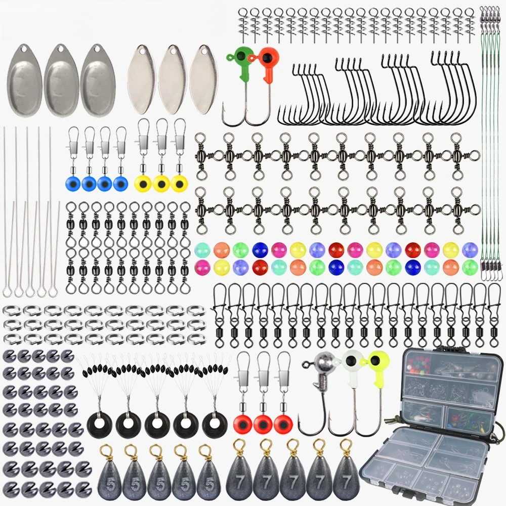 Kit pesca completo jigs anzuelos giratorios plumas señalización - imagen 4
