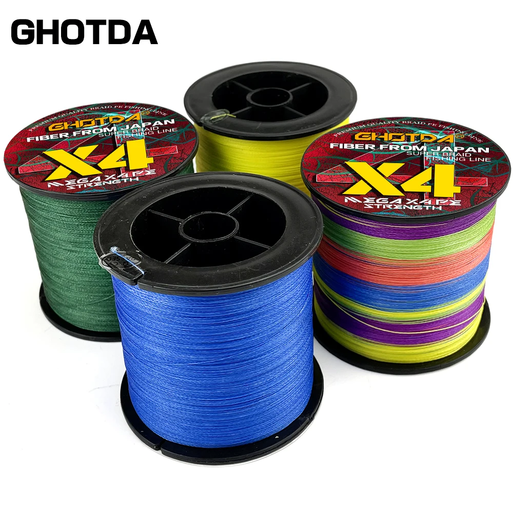 Línea de Pesca trenzada marca GHOTDA, 500M X4 hebras, multifilamento, alambre de PE duradero para Pesca de lubina de carpa, 10-80LB, 0,11-0,5 MM