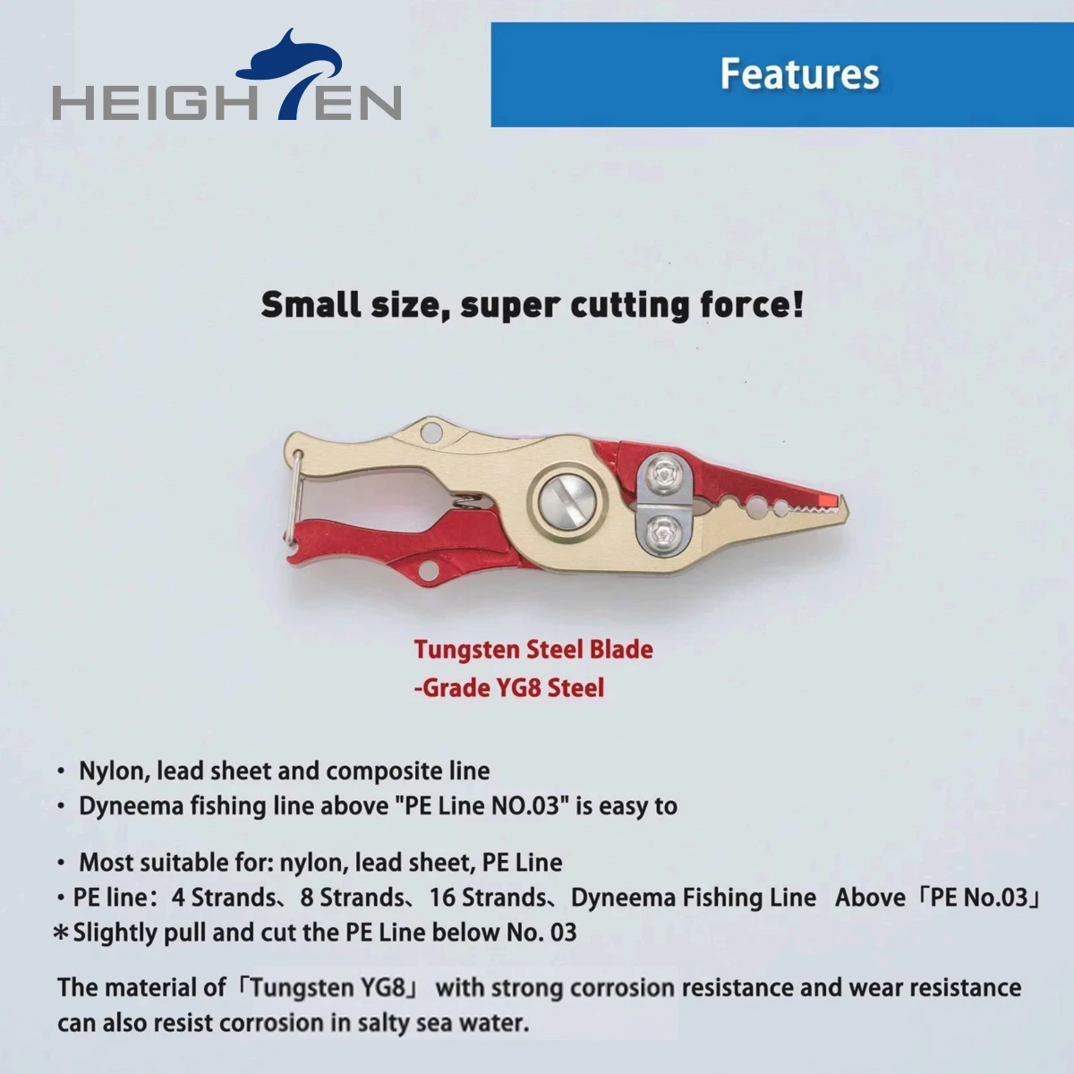 HEIGHTEN-Alicates de pesca ultrapequeños, cuerpo Duralumin, cortador de línea multifuncional, removedor de anzuelos, herramientas de pesca al aire libre - imagen 4