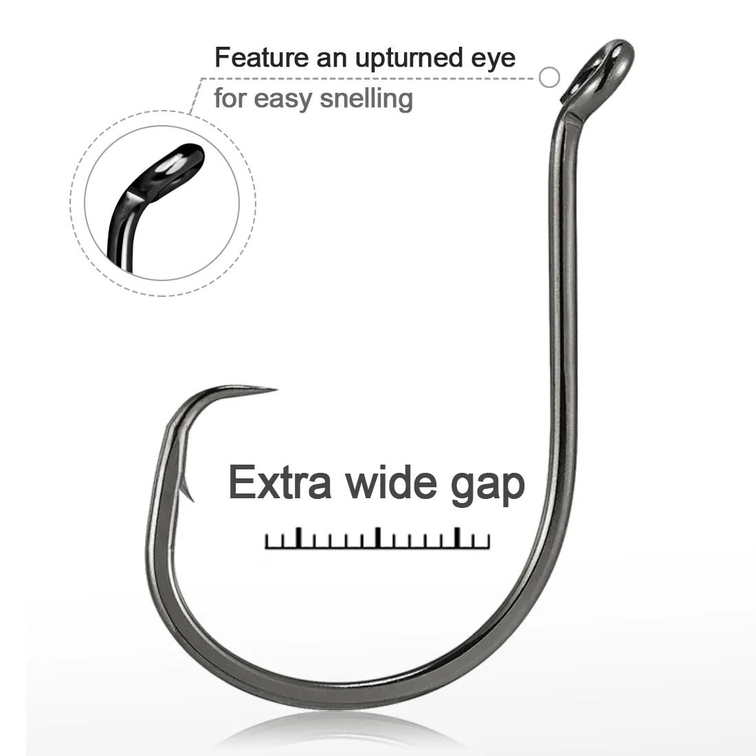 FishTrip 100 Uds anzuelo de pulpo conjunto de caja de anzuelos circulares 2X anzuelo de pesca con cebo vivo fuerte para agua salada y agua dulce - imagen 3