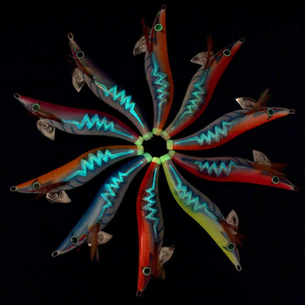 1 cebo Egi 3,5 #   3.0 #   2.5 #   Cebo de camarón luminoso multicolor, anzuelo de calamar para pesca en alta mar, cebo duro, señuelo de pesca, cebo de pulpo - imagen 4