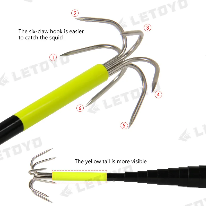 Anzuelo de calamar portátil para pesca al aire libre, anzuelo de púa retráctil, herramientas de aparejos resistentes al desgaste, prevención de corrosión - imagen 2