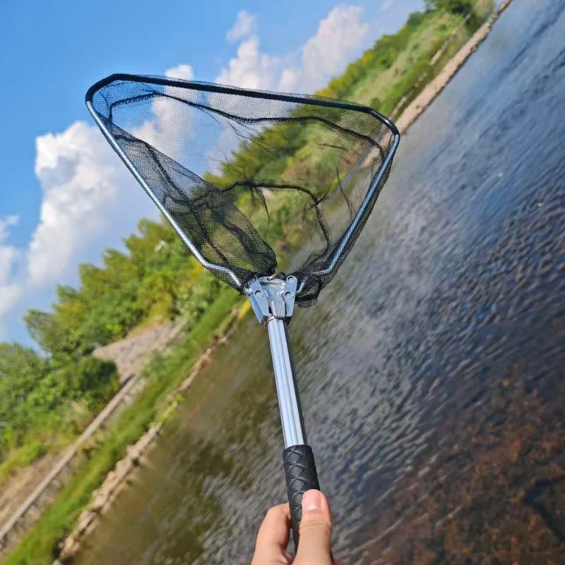 Red de Pesca plegable portátil, Material de aleación de aluminio, mango antideslizante, adecuado para aparejos de Pesca de agua dulce y salada - imagen 3