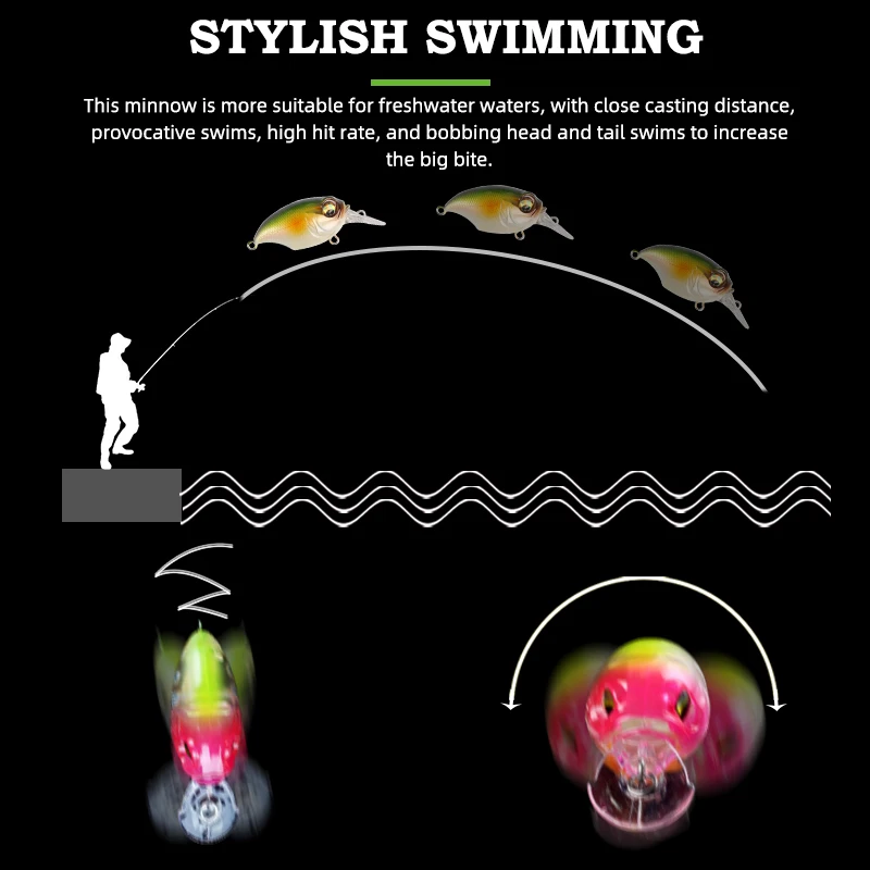 MAGIC WORKS-señuelo de pesca de agua dulce, cebo duro flotante, carpa, lubina negra, cebo Artificial, aparejos de pesca, 38mm, 8g - imagen 3