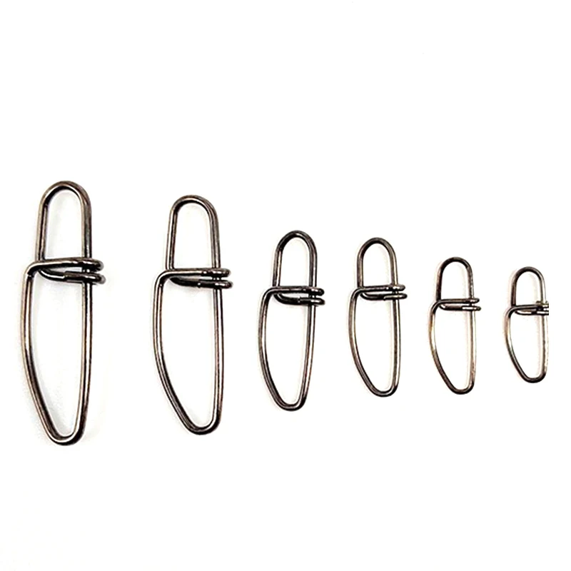 1000 pièces en acier inoxydable noir rapide Clip serrure Snap pivotant solide anneau sécurité boutons pression connecteur fournitures de pêche accessoires Pesca