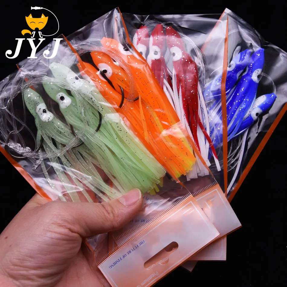 JYJ Artificial 1 bolsa de anzuelos de cuerda de pesca en el océano, plataformas de vivero de pulpo sabiki, cebo inferior de señuelo de pez vela rosa de mal de mar - imagen 2