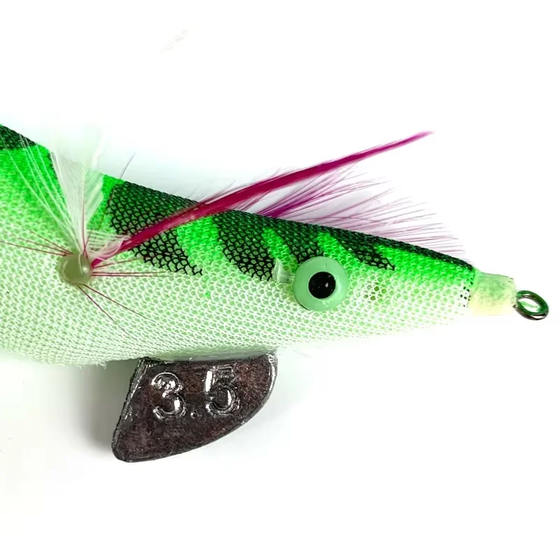 10 piezas 3.0 #   Pesca de madera, camarones, calamar luminoso, pulpo, señuelo, ojos 3D, cebo duro, plantilla de calamar Wobbler, señuelo con bolsa - imagen 3