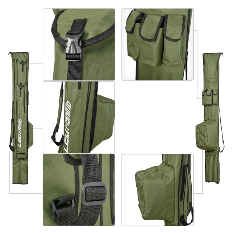 175CM 195CM caña de pescar de carpa bolsa larga 1000D Oxford portátil plegable largo impermeable señuelo de pesca estuche de almacenamiento de aparejos hombres XA122G - imagen 5