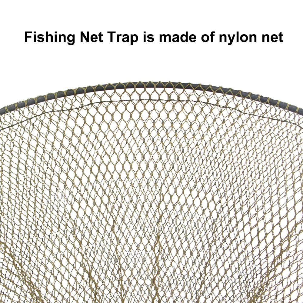 Red de malla de nailon portátil para almacenamiento de peces, accesorios de pesca, anillo de acero, jaula plegable para peces, trampa de pesca, aparejos de cesta para peces - imagen 3