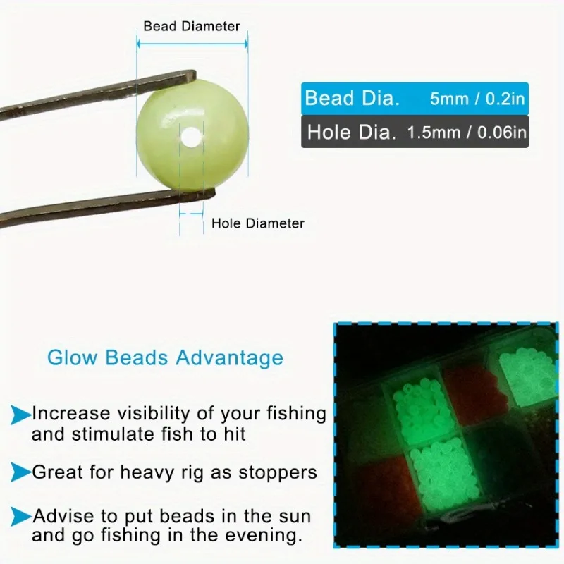 Ackibbik, 1000 Uds., cuentas para pescar, juego surtido de cuentas de pesca de mar, flotador de 5mm, aparejo de pesca brillante, cuentas de agua salada - imagen 3