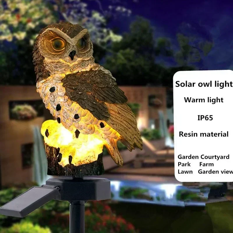 Luces de búho para exteriores, lámpara de pie para césped con energía Solar, iluminación de paisaje impermeable, camino, linterna LED de animales, decoración de jardín y césped - imagen 5
