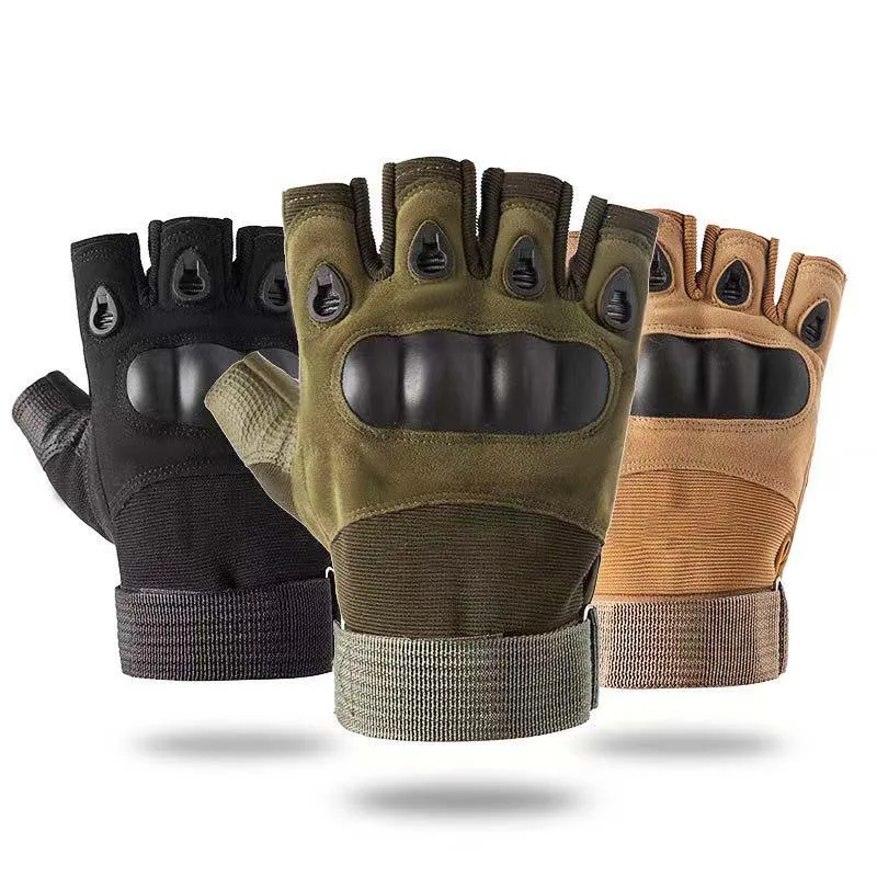 Guantes tácticos al aire libre medio dedo Paintball Airsoft tiro caza combate antideslizante hombres bicicleta guantes de dedo completo equipo de protección