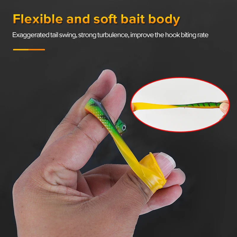 3 uds gusano silicona cola en T 5,5 cm Señuelos de Pesca Pesca Artificial silicona suave cebo Pesca de carpa - imagen 5