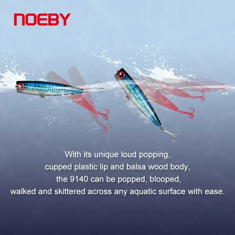 Señuelo de pesca Noeby Popper, 105mm, 24g, Wobblers Topwater, cebo duro Artificial flotante, buena acción para aparejos de pesca de lubina y atún marino - imagen 5