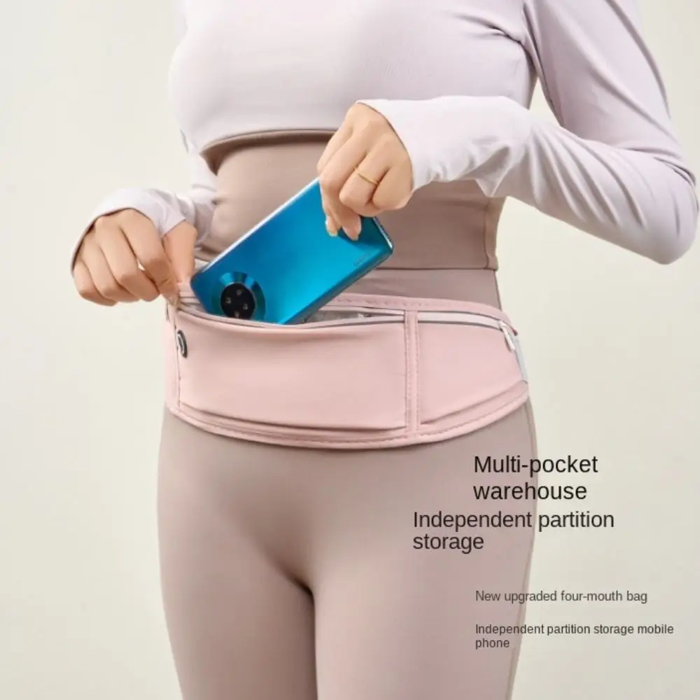 Riñoneras para correr de tres secciones, transpirables, impermeables, para correr, maratón, cinturón, bolsa deportiva ligera para teléfono - imagen 5