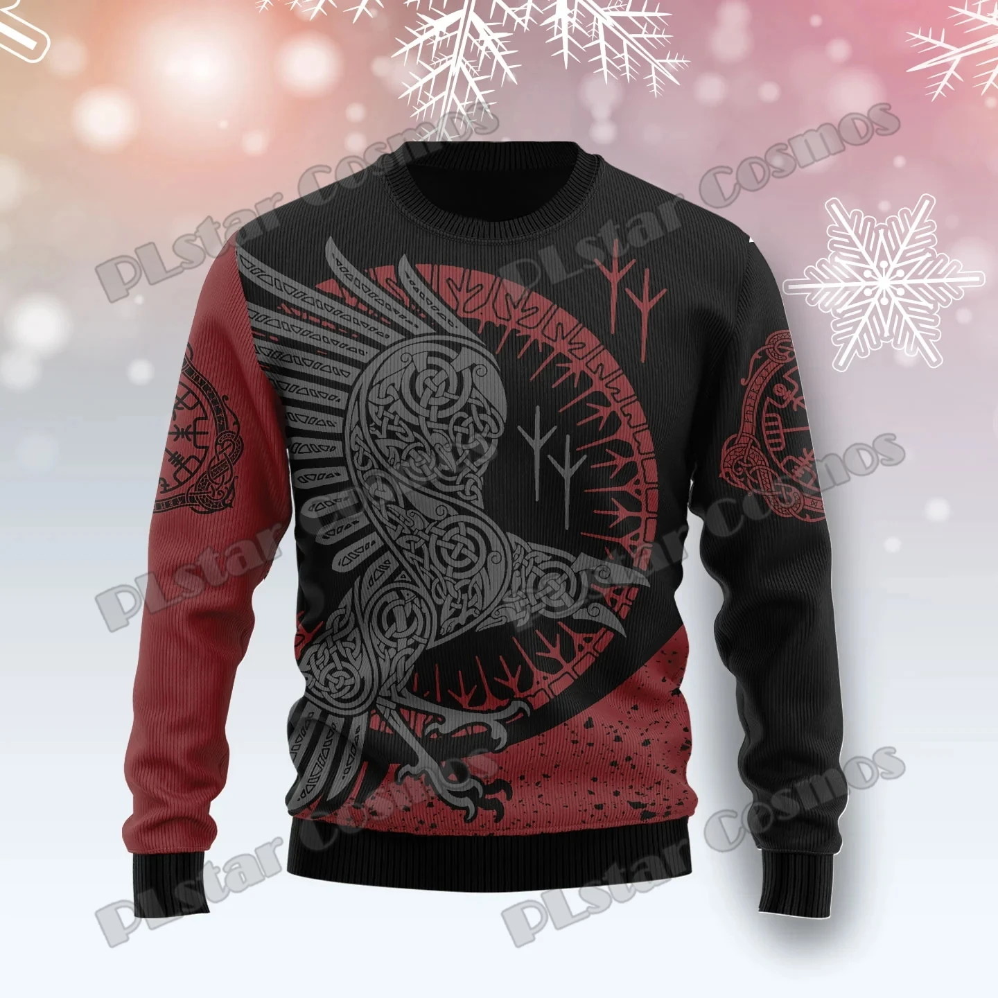 Otoño Invierno Unisex Casual Jersey de punto suéter Mjolnir Raven tatuaje y cráneo 3D impreso hombres feo suéter de Navidad KMY09