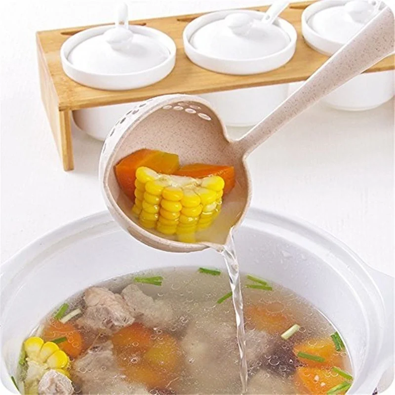 Cuchara de sopa 2 en 1, cuchara con mango largo, cuchara creativa, colador, herramientas de cocina - imagen 3