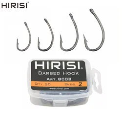 Hirisi 100 Uds. Paquete de anzuelos de pesca de carpa con púas de acero inoxidable con revestimiento de alto carbono con caja Original al por menor 8003