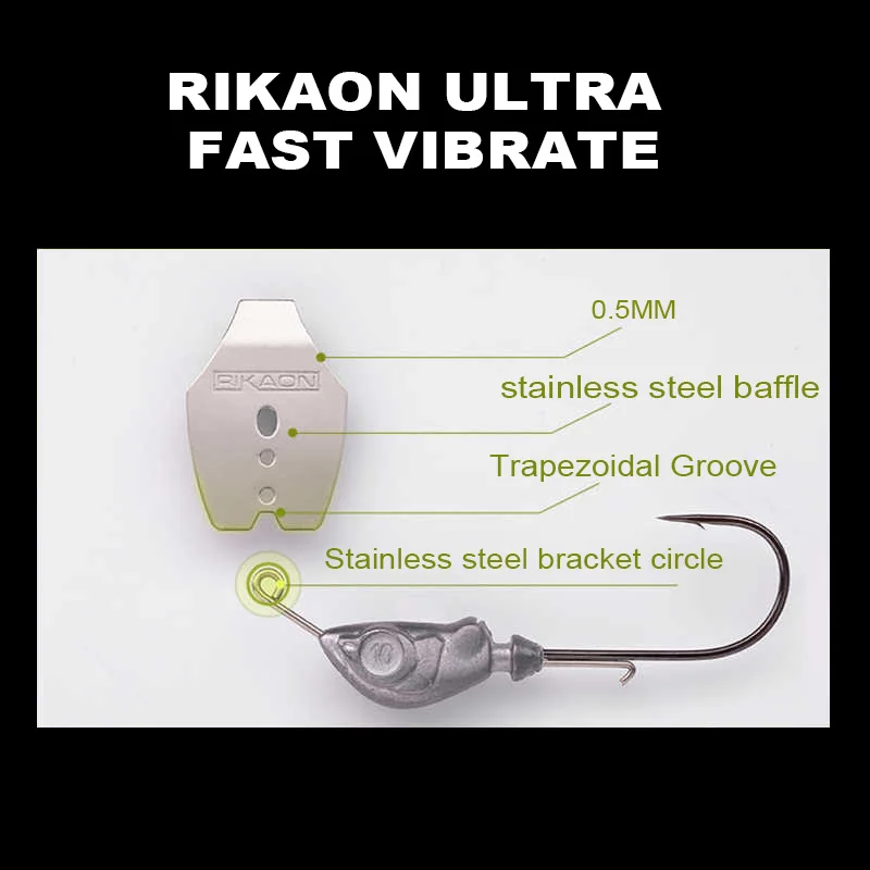 RIKAON Flash Blade Chatter Bait Ultra rápido vibrador JIG 7g/10g con 2 uds cable de aleación de titanio para lubina perca Pike - imagen 4