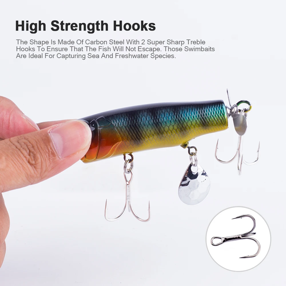 Hanlin-Señuelos de Pesca giratorios, cebos giratorios de 8CM y 13,5G, 5 piezas - imagen 5