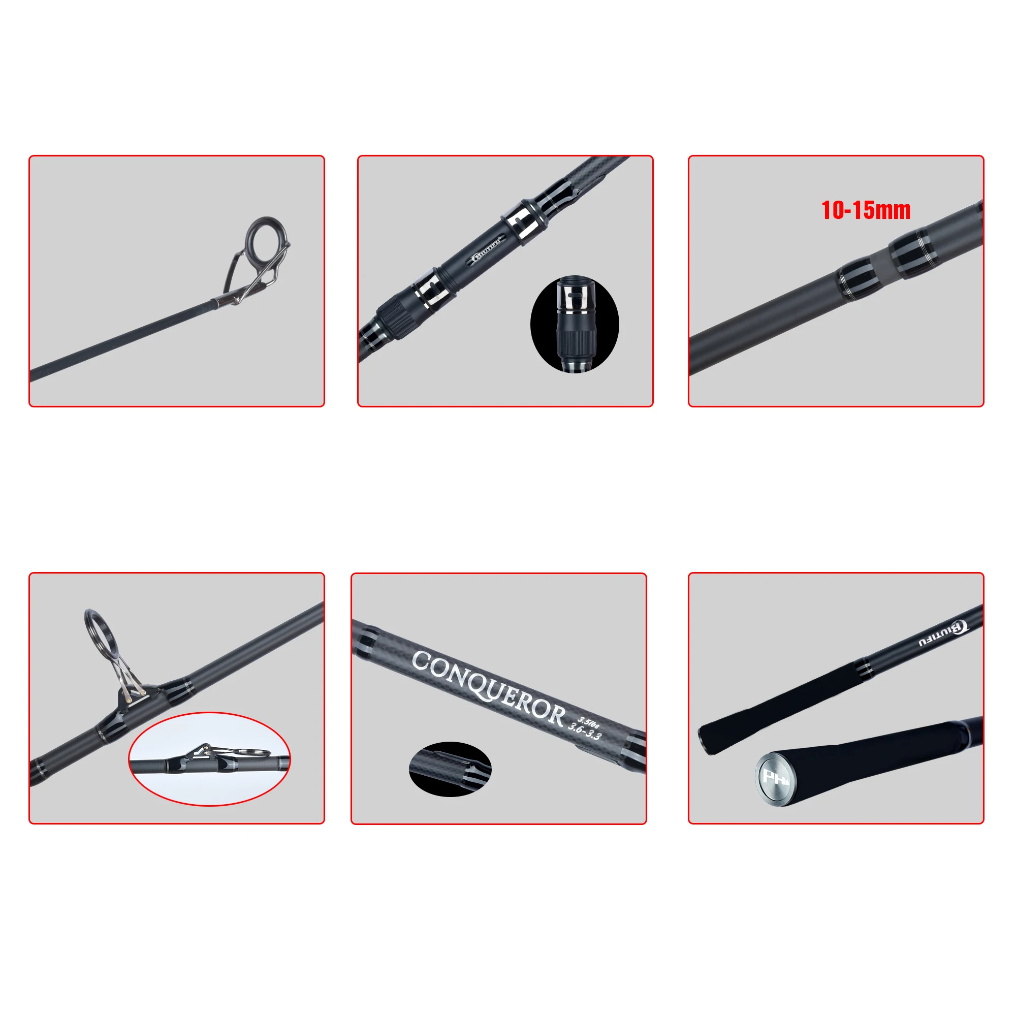 FELENHAI-varilla alimentadora de carpa de viaje, 4,2 m, 3,9 m, 3,6 m, 3,3 m, 3m, 2,7 m, fibra de carbono, 3,5 lb, caña de pescar dura para Surfcasting, aparejos para Spinning - imagen 5