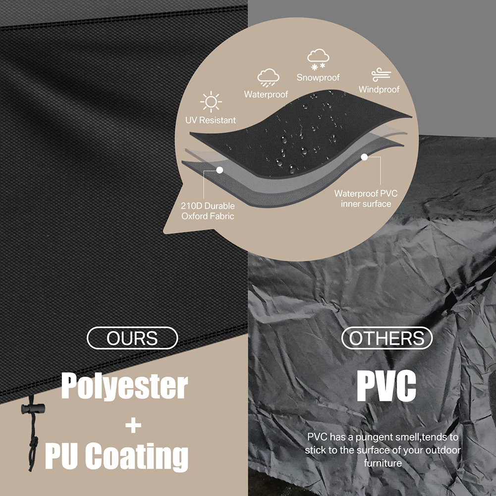 Cubierta de muebles de jardín con ventilación de aire, impermeable, a prueba de viento, Anti-UV, resistente, a prueba de roturas, 600D Oxford, paquete de cubierta de mesa de jardín de Patio - imagen 5