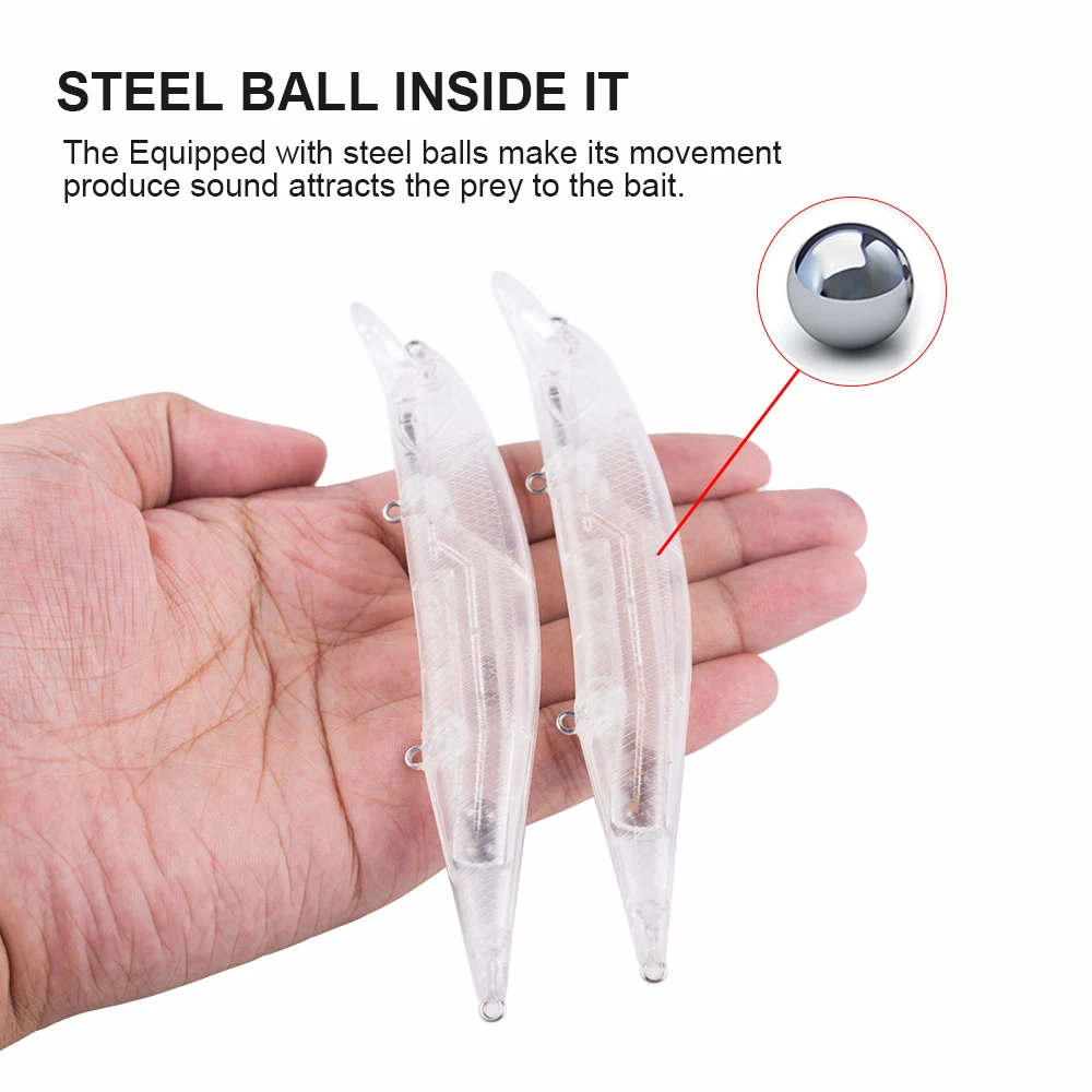 Hanlin-señuelo de pesca flotante transparente, cebo de pesca de trucha, cuerpos de plástico duro, Jerkbait, aparejos sin pintar, 10/20 piezas, 13,5 CM, 14,5G - imagen 4