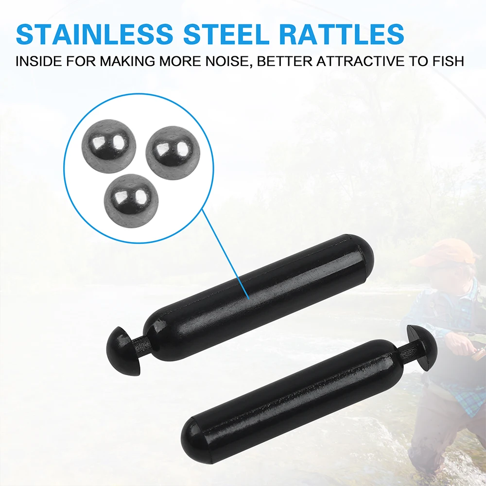 Sonajeros de pesca con forma de gusano, señuelo de plástico, tubo de inserción, Bola de Metal, atracción, atado de moscas, 30 unidades - imagen 3