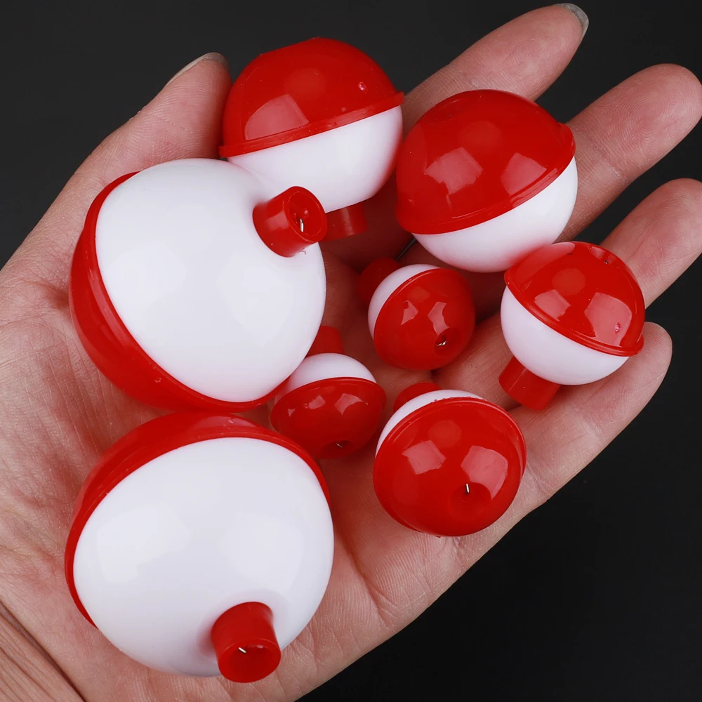FTK-Juego de Bobbers de pesca, 8 Uds., tamaño mixto, 2-4,5 cm, flotadores de pesca ABS duros, Bobbers redondos, boya con botón pulsador, aparejos de pesca - imagen 4