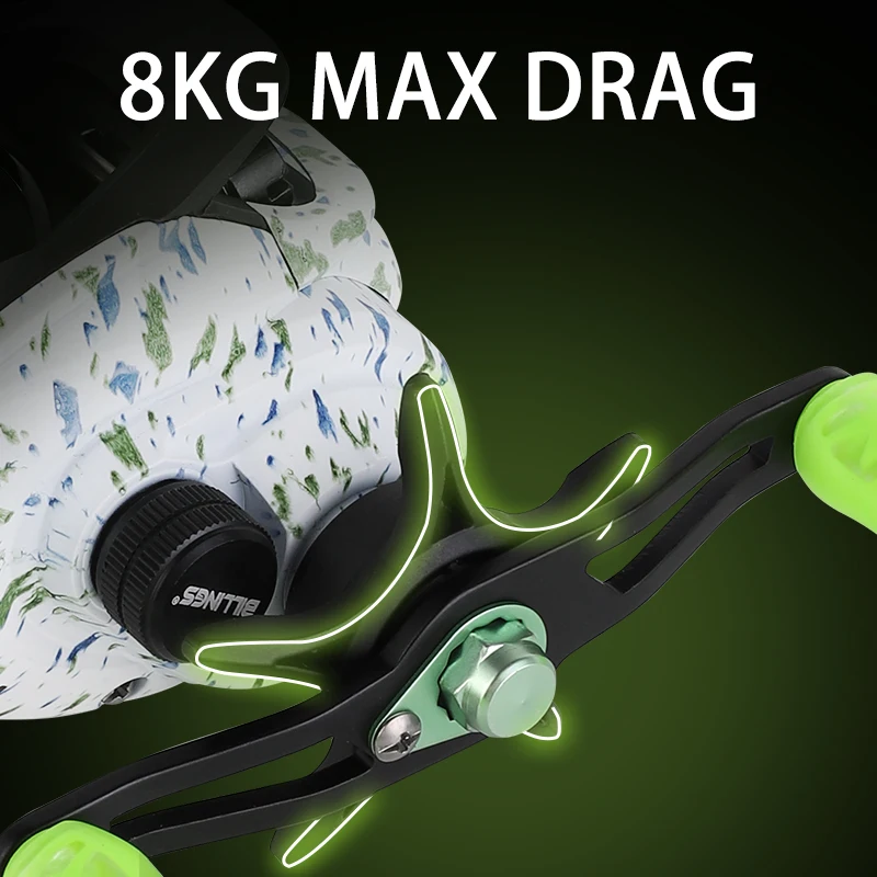 Carrete Baitcasting 6,3: 1 relación de engranaje arrastre máximo 8KG carrete Baitcaster carrete de Metal rueda de freno magnético pesca en agua dulce y salada - imagen 3