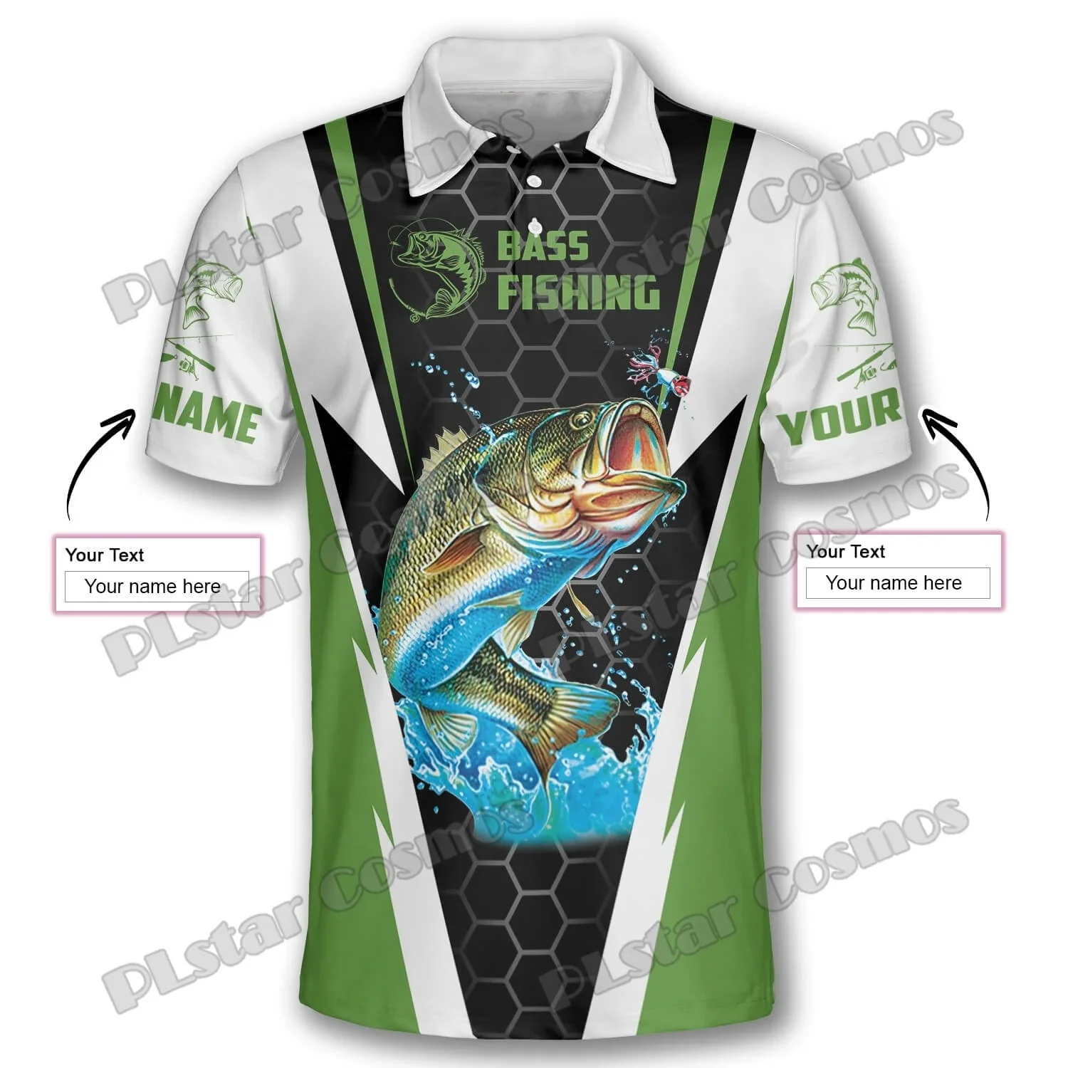 PLstar Cosmos Fishing Me hace feliz patrón de peces de lubina 3D completamente impreso Polos de hombre moda pantalón corto Casual camisa de manga PLP18 - imagen 5